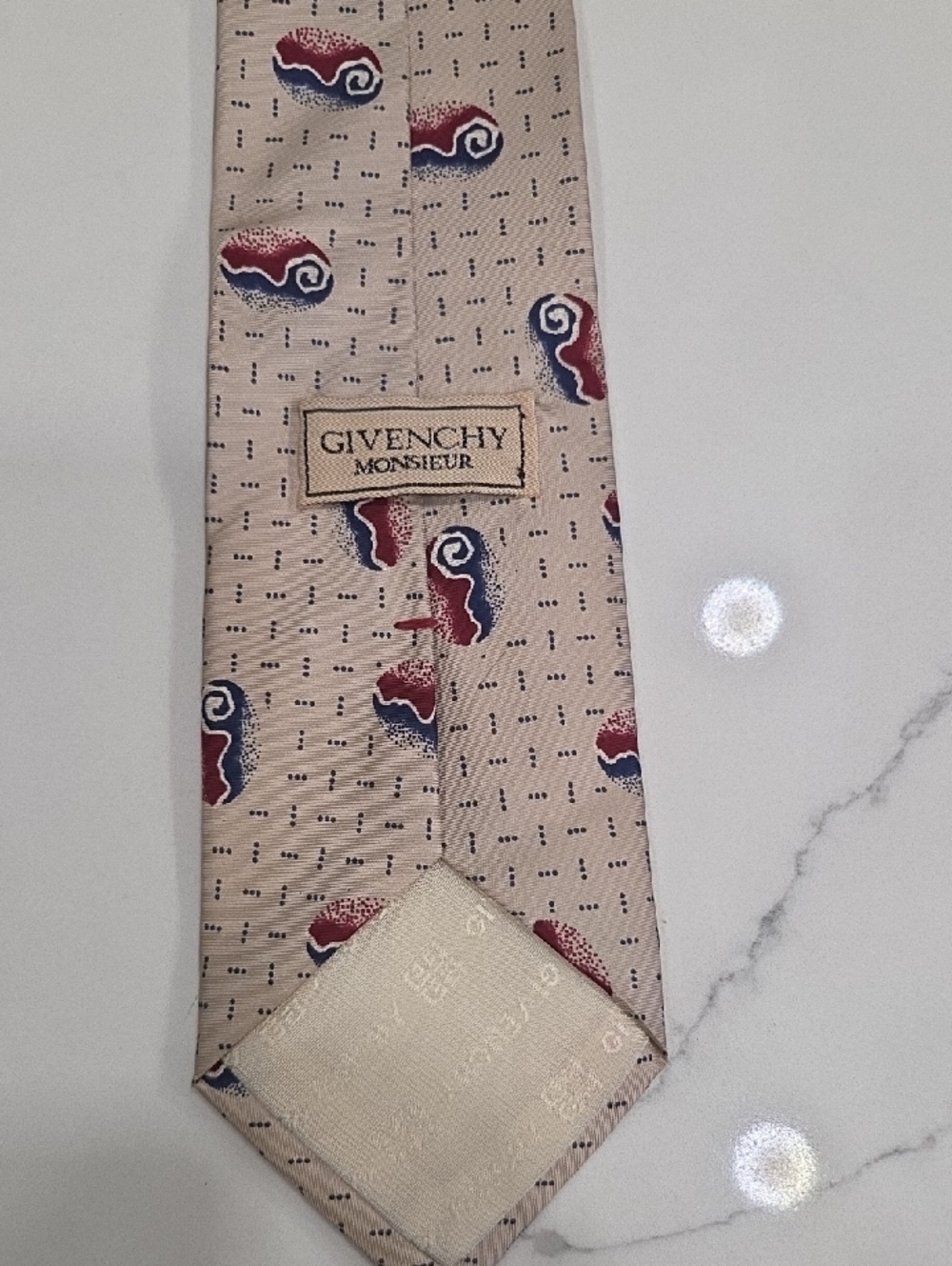Givenchy Monsieur Vintage Silk Tie with Red & Blue Paisley Motif